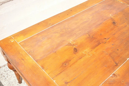 Antique French Country Farmhouse Extension Pine Wood Large Banquet Dining Table