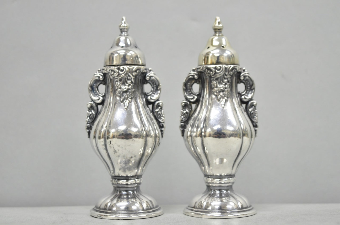 Vintage Wallace Baroque Ornate Silver Plated Salt & Pepper Shakers - a Pair