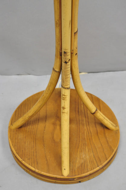 Vintage Mid Century Modern Wrapped Wooden Bamboo Tiki Room Pole Floor Lamp