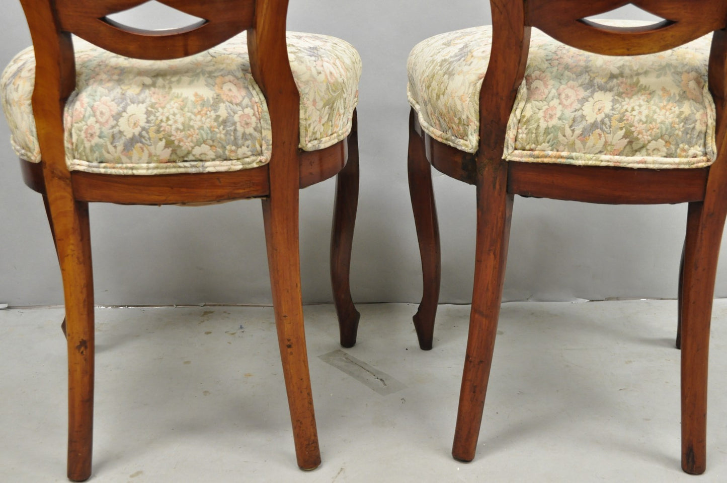 Antique Victorian Mahogany Pretzel Balloon Back Parlor Side Chairs - a Pair