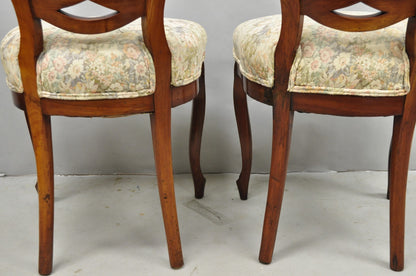 Antique Victorian Mahogany Pretzel Balloon Back Parlor Side Chairs - a Pair