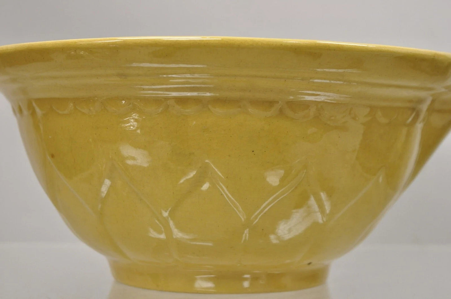 American Provincial Country Primitive Yellow Pottery Ceramic Wash Basin Bowl