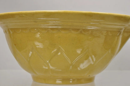 American Provincial Country Primitive Yellow Pottery Ceramic Wash Basin Bowl