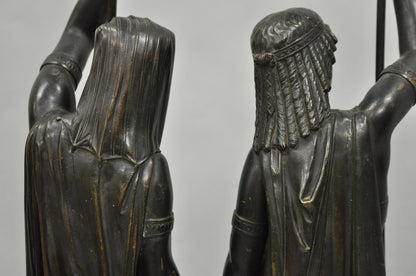 Egyptian Revival Bronze Priest & Priestess Figures after Émile Louis Picault