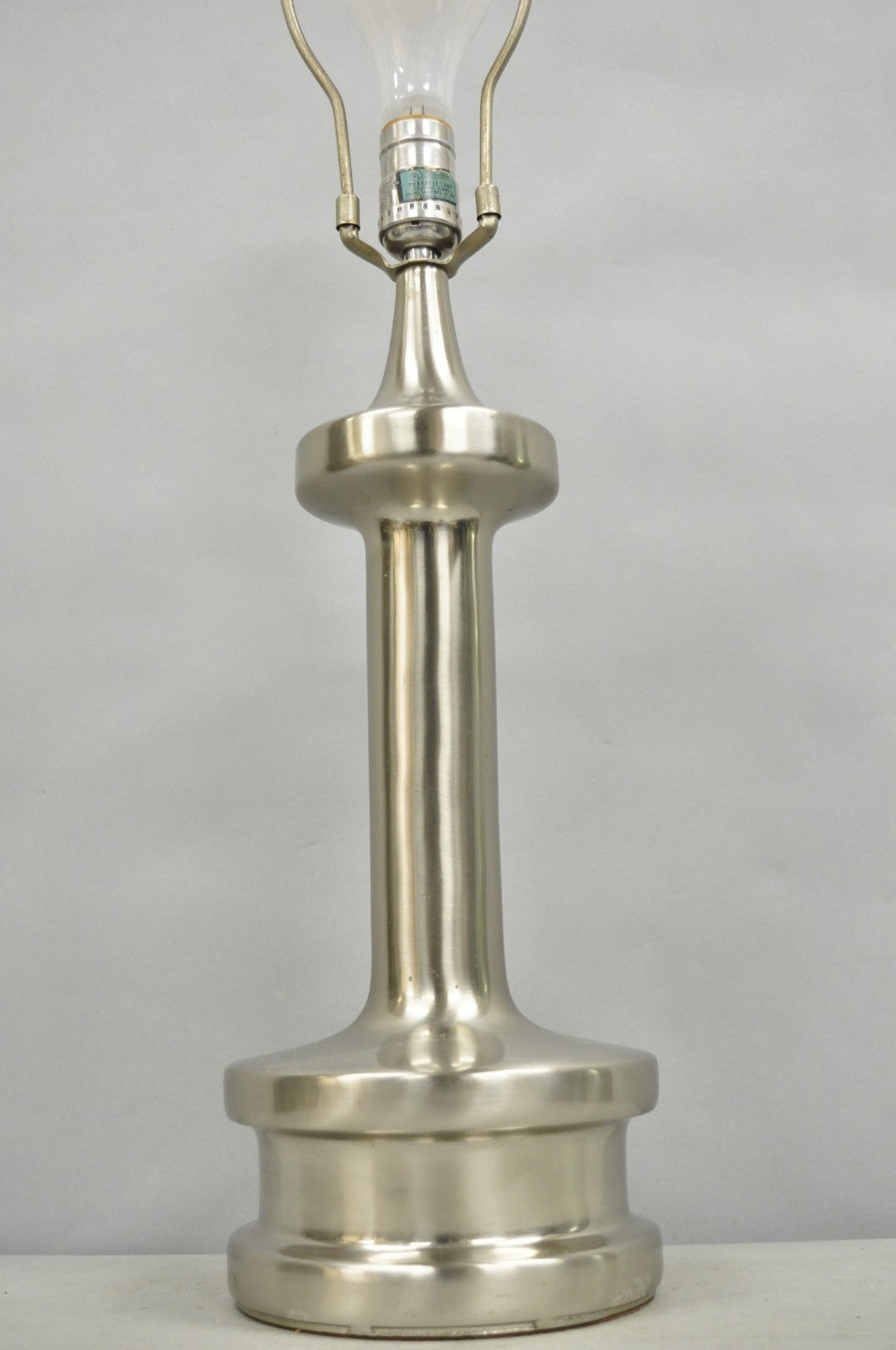 Vintage Mid Century Modern Sculpted Steel Metal "Bishop" Table Lamp by Laurel