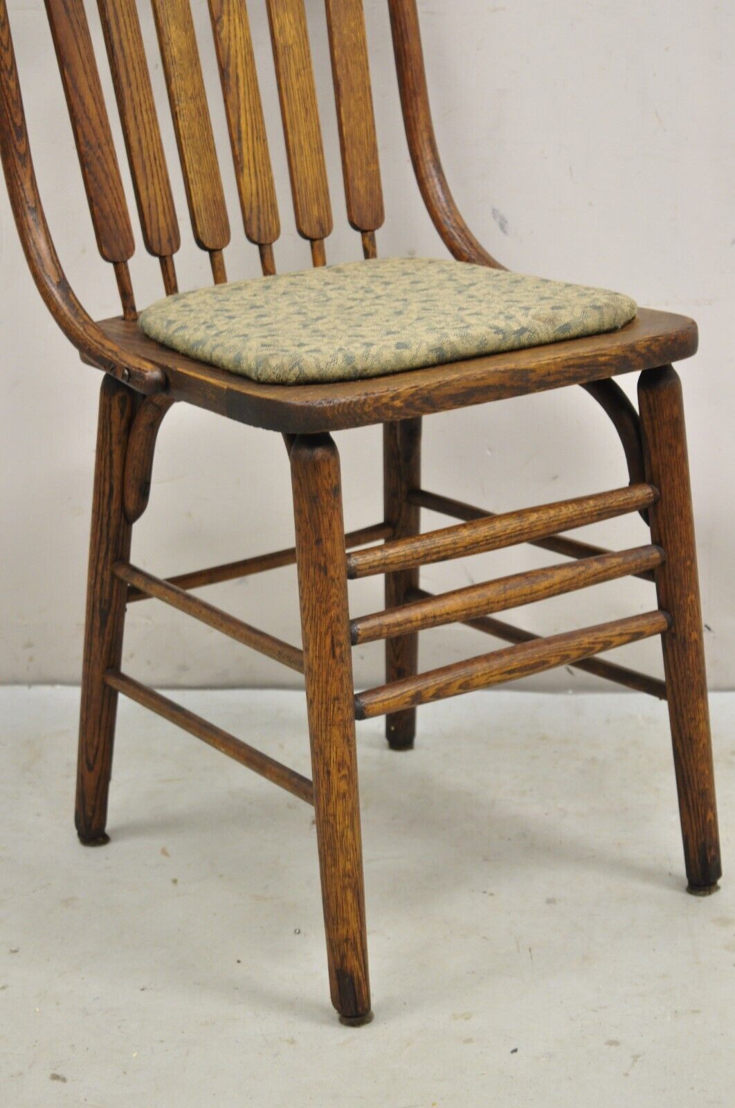 Antique Mission Arts & Crafts Oak Bentwood Slat Back Dining Chairs - Set of 4