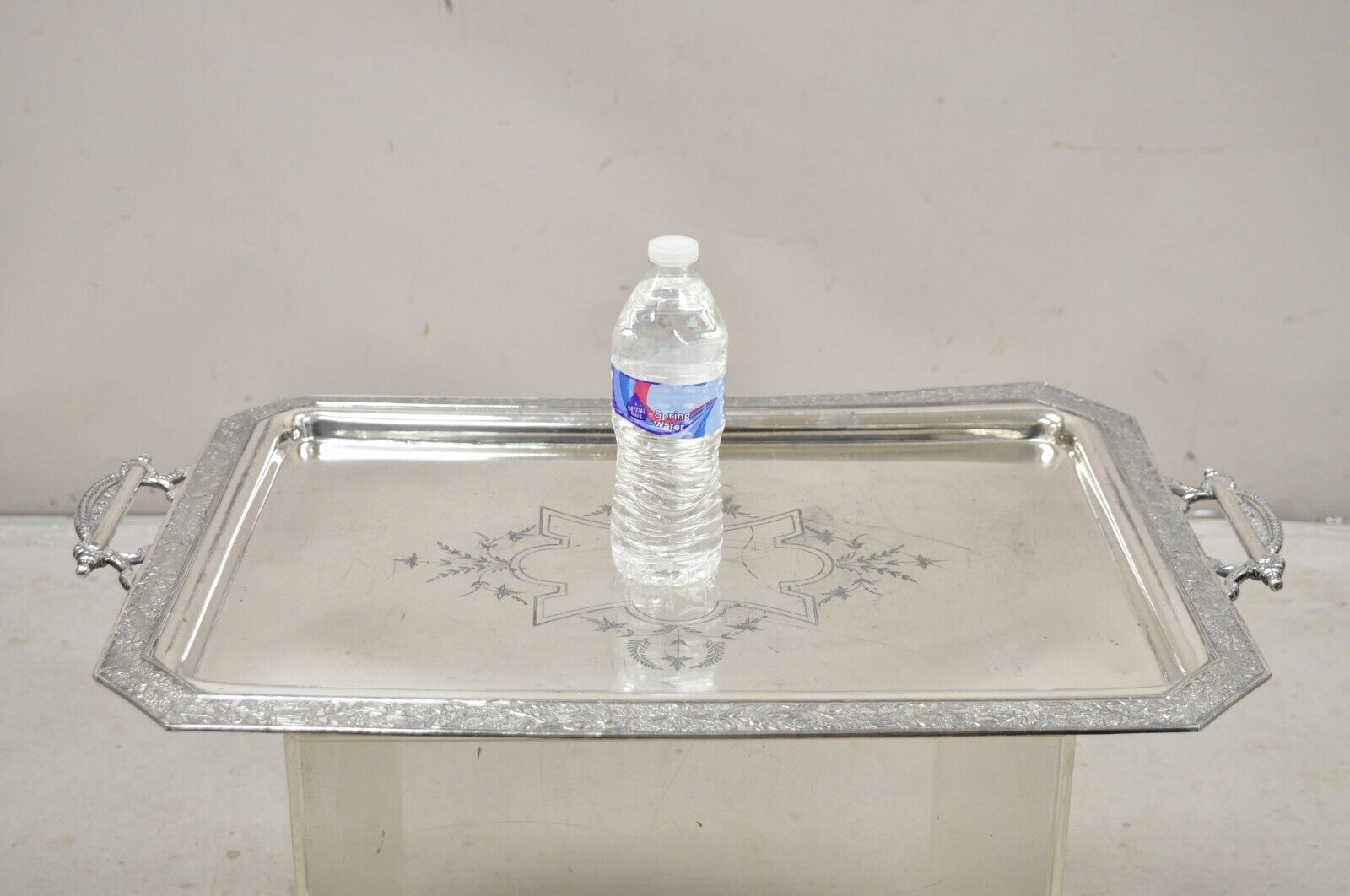 Antique Wilcox Victorian Aesthetic Movement Silver Plated Serving Platter Tray
