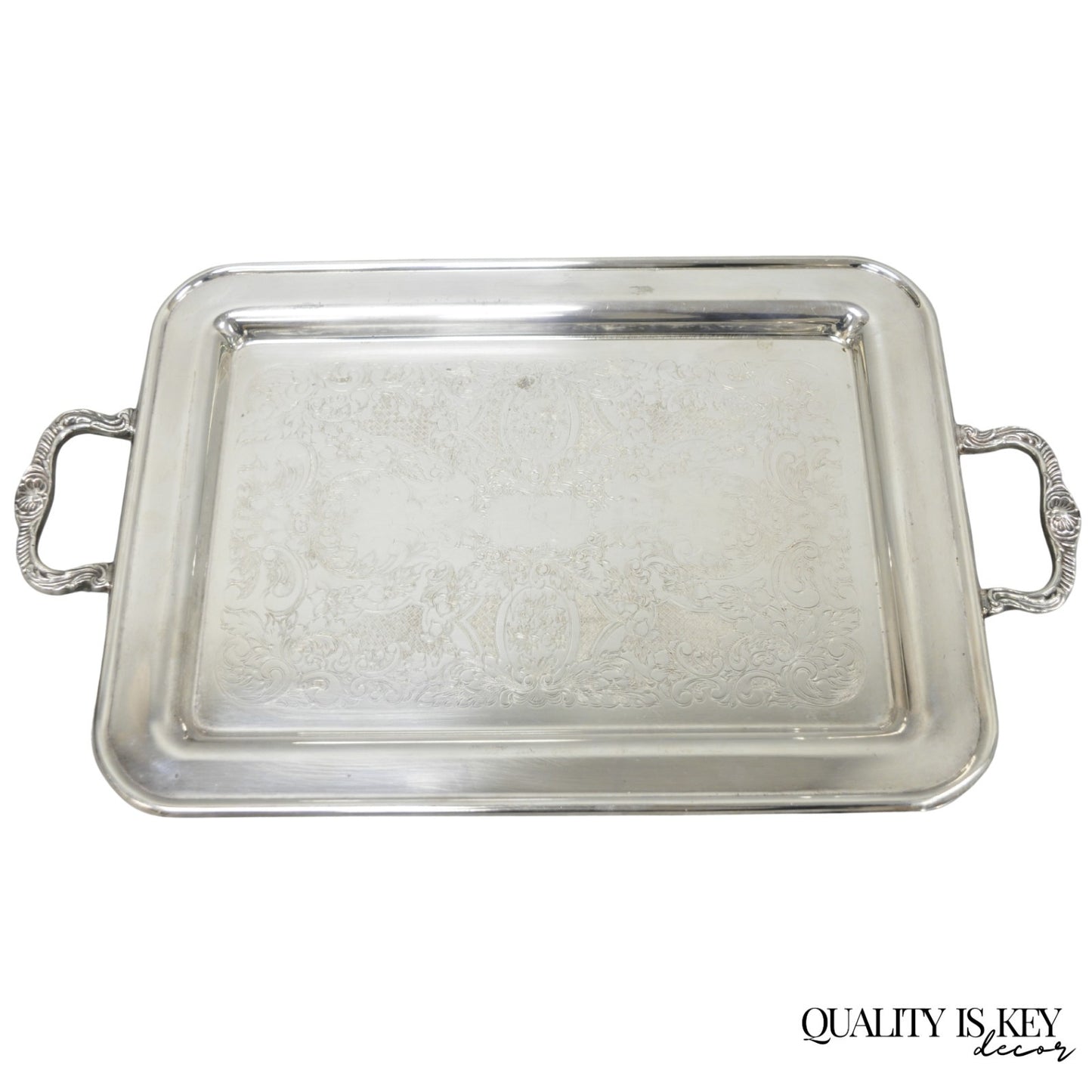 Vintage Leonard Silver Plated Small Twin Handle Serving Platter Bar Tray