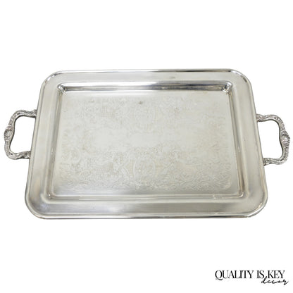 Vintage Leonard Silver Plated Small Twin Handle Serving Platter Bar Tray