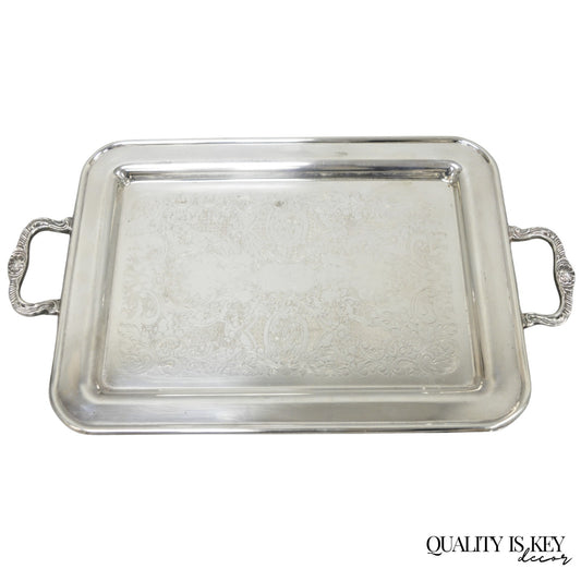 Vintage Leonard Silver Plated Small Twin Handle Serving Platter Bar Tray