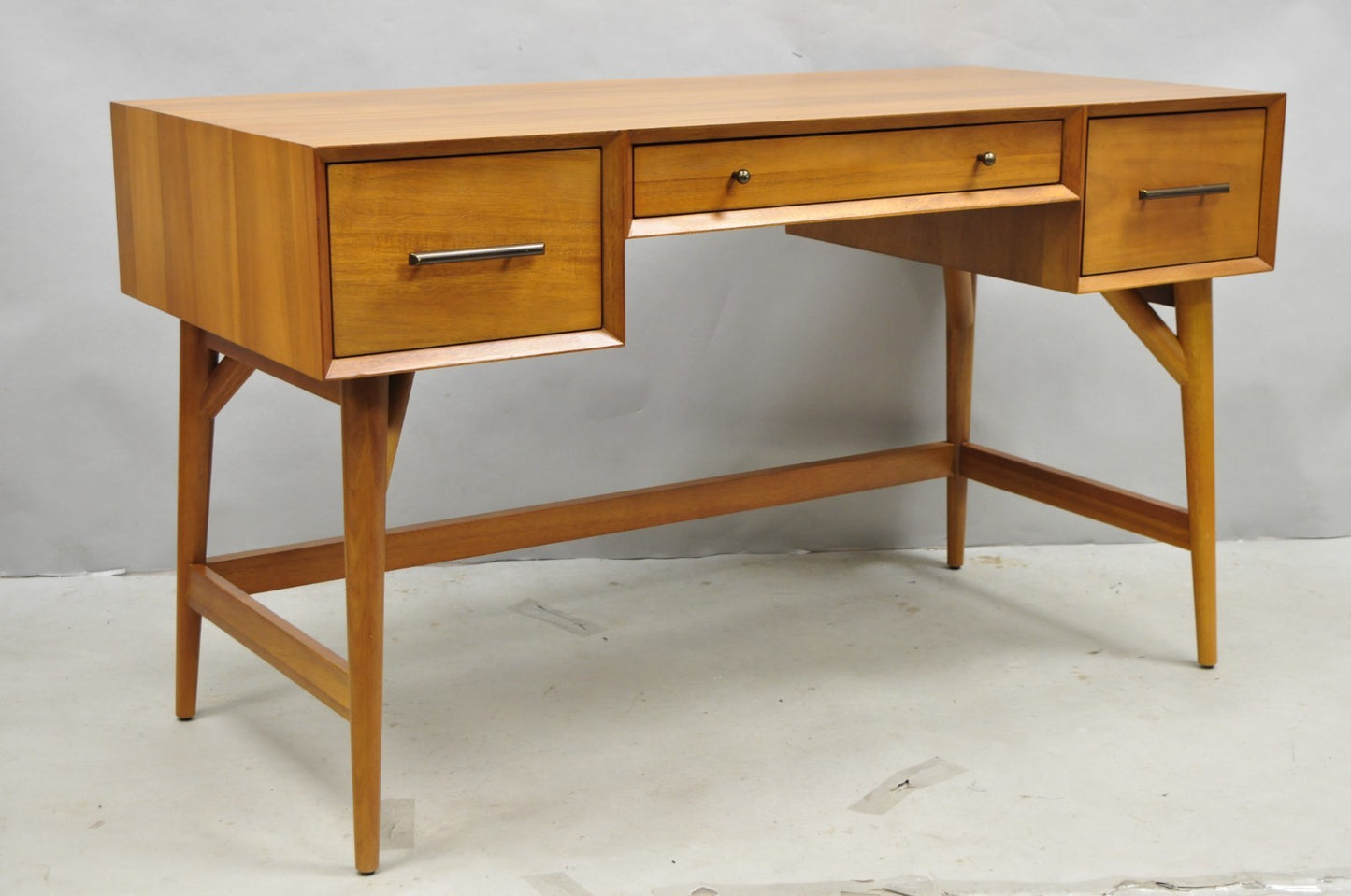 West Elm Williams Sonoma Mid Century Modern Acacia Teak Style Writing Desk (B)