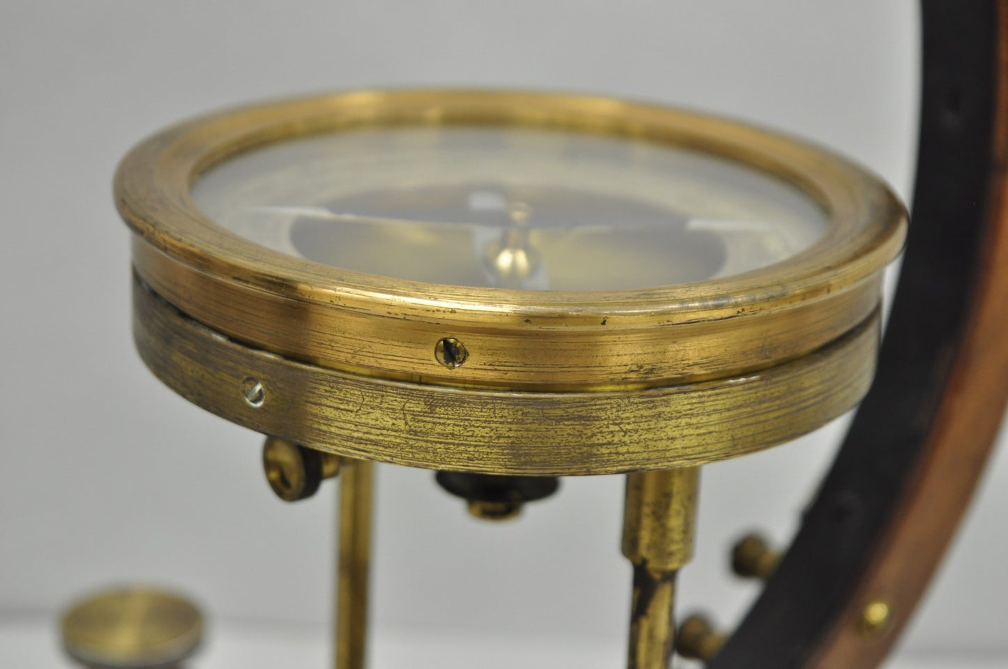Antique Victorian Wood & Brass Tangent Galvanometer Lab Electrical Equipment
