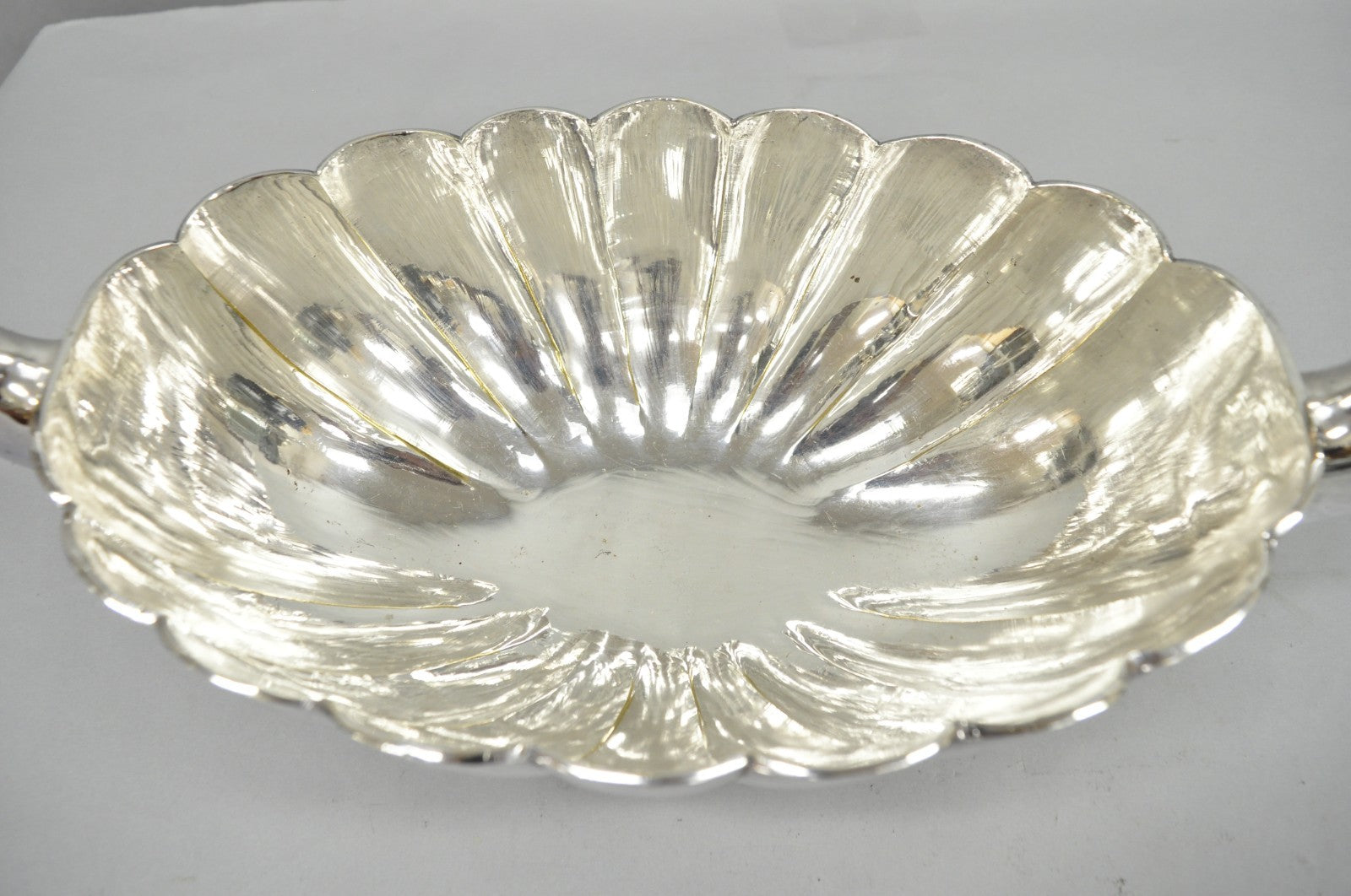 Vintage Italian Regency Silver Plated Figural Double Swan Bird Oval Fruit Bowl