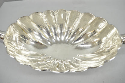 Vintage Italian Regency Silver Plated Figural Double Swan Bird Oval Fruit Bowl