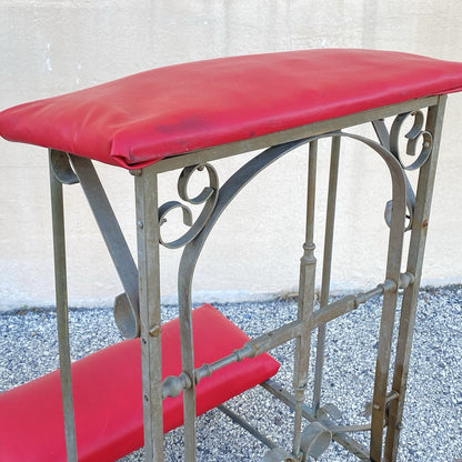 Antique Spanish Gothic Wrought Iron Kneeler Prie Dieu Prayer Benches - a Pair