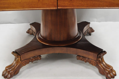 Antique American Empire 54" Square Mahogany Paw Foot Pedestal Base Dining Table