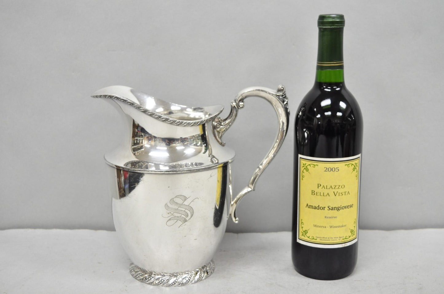 Vintage Victorian Silver Plated Melford Lemonade Water Pitcher with "S" Monogram