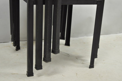 Mid Century Modern Danny Ho Fong Tropi-Cal Iron Cane Side Table Stool - Set of 4