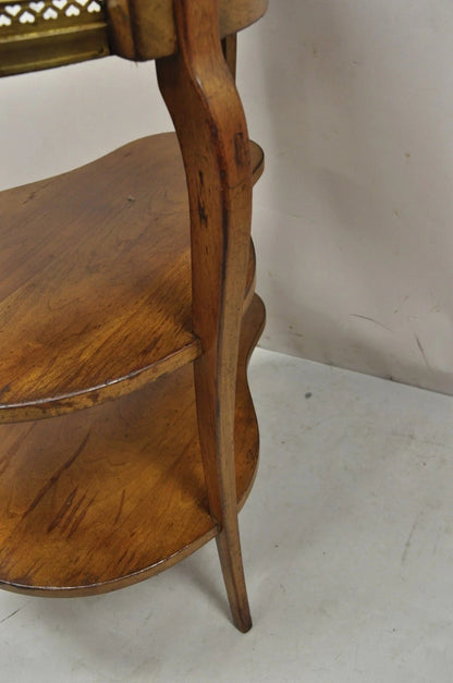 French Country Provincial Biedermeier Cherry Marble Side Table Ice Bucket Holder