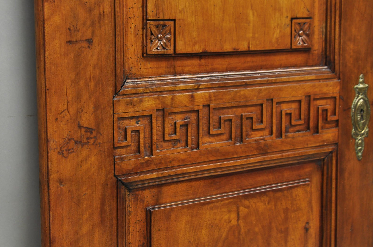 Antique French Country Louis XV Style Carved Walnut Cabinet Doors - a Pair
