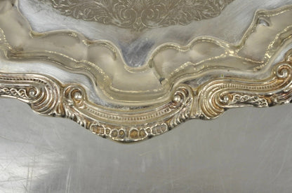 Vintage English Silver Mfg Regency Style Silver Plated 12" Trinket Platter Tray