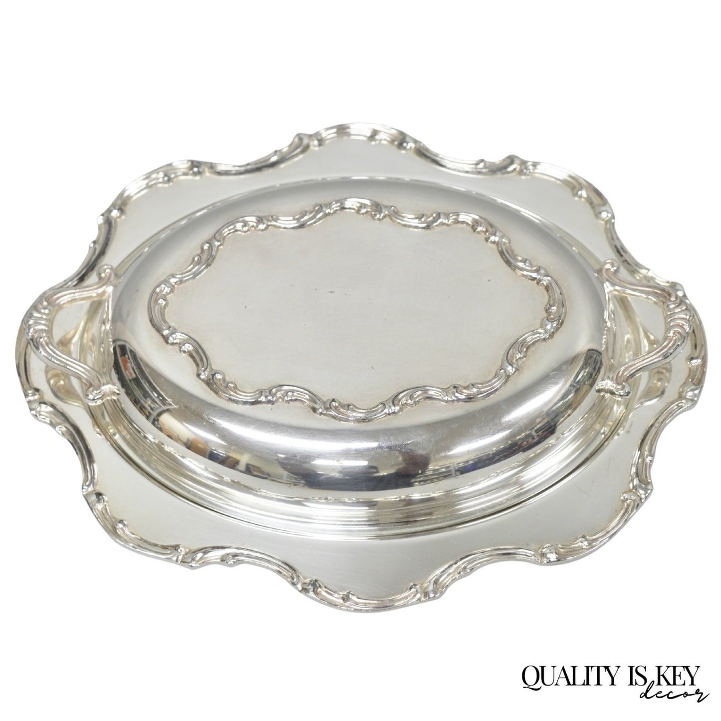 Vintage Victorian Style Silver Plated Covered Vegetable Serving Dish Platter