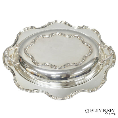 Vintage Victorian Style Silver Plated Covered Vegetable Serving Dish Platter