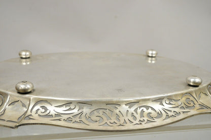 Antique D & H England 24" Silver Silver Plated Pierced Scalloped Platter Tray