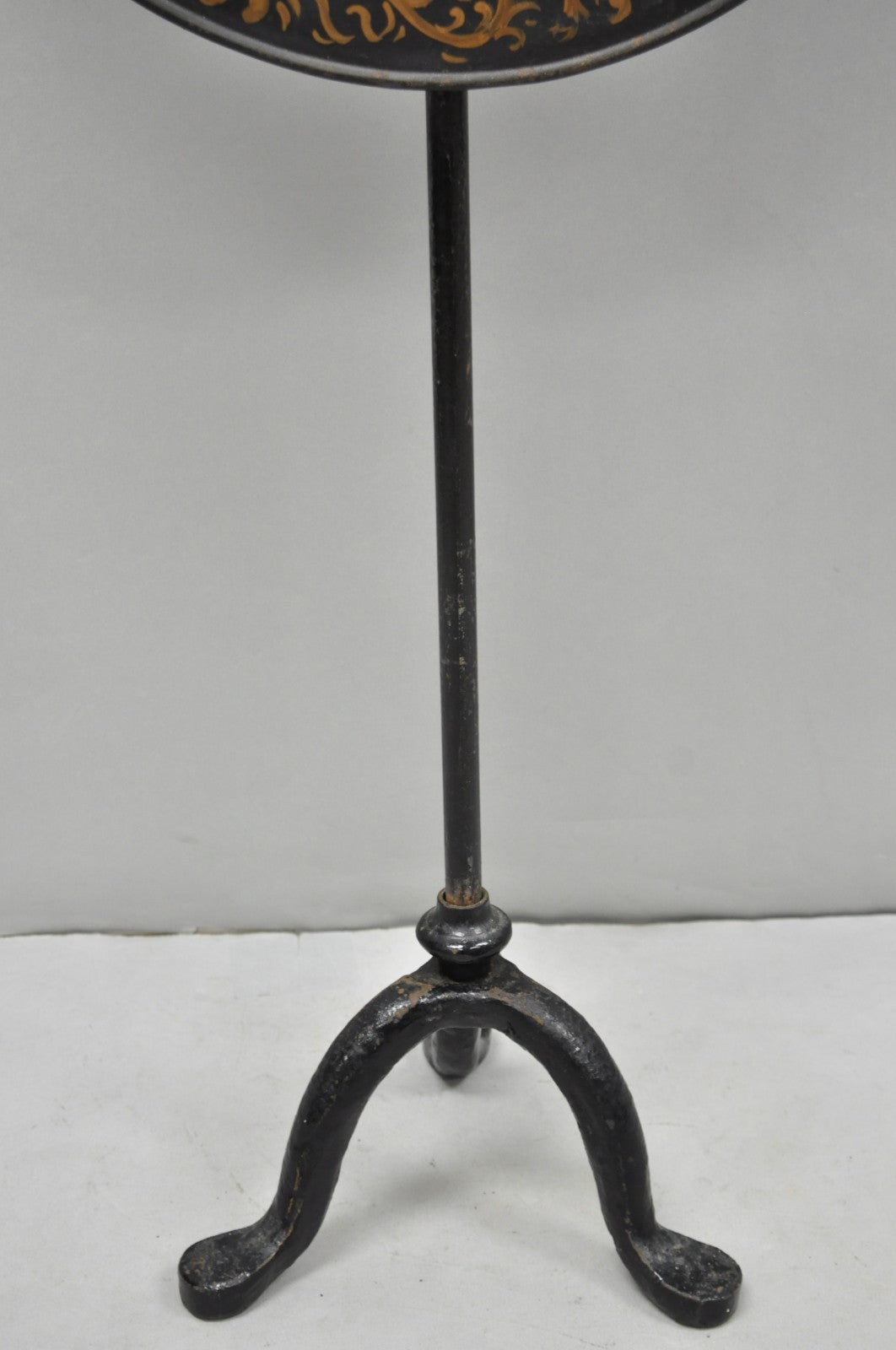 Antique French Victorian Tole Metal Hand Painted Floral Adjustable Firescreen