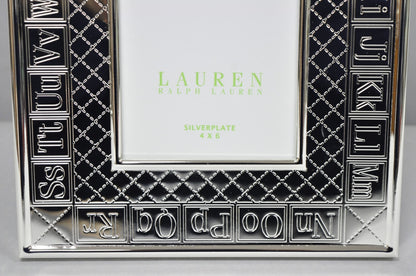 Ralph Lauren Silver Plated 4x6 Picture Frame MacKenzie Quilt Alphabet Motif NIB