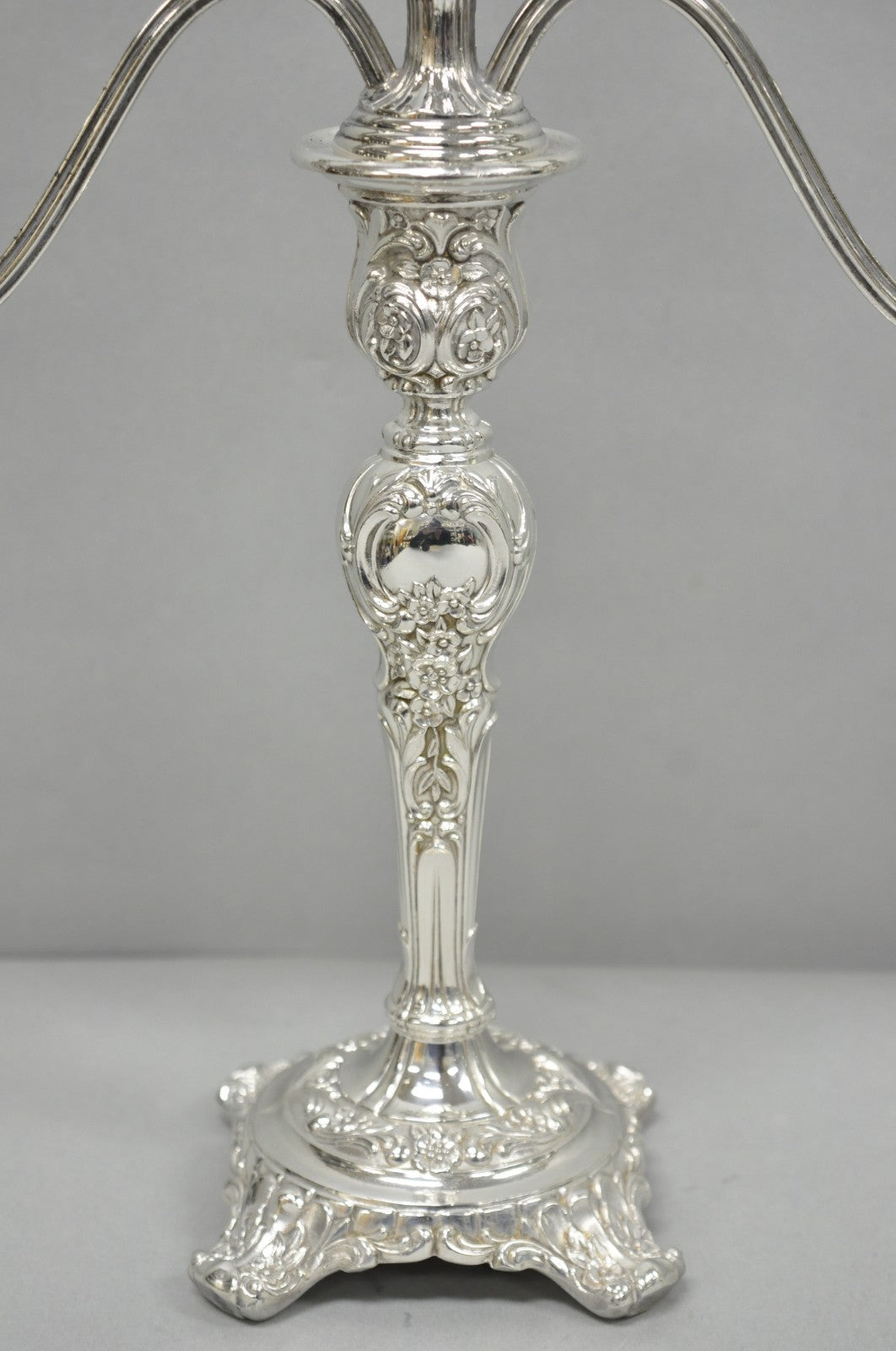 Vintage WM Rogers & Son Silver Plated 3 Arm Convertible Candelabra - a Pair