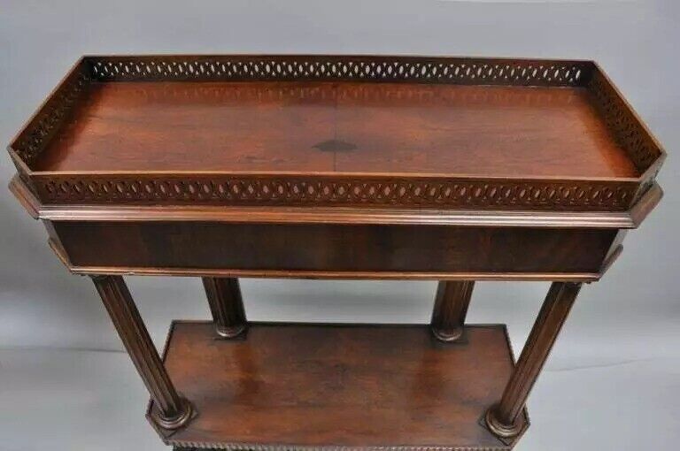 Regency Horner Style Carved Mahogany Griffin Bookcase Curio Stands - a Pair