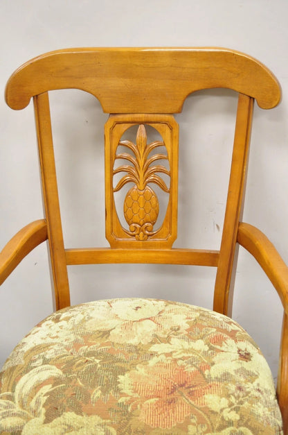 Ethan Allen Legacy French Country Carved Pineapple Maple Dining Chairs Set of 6