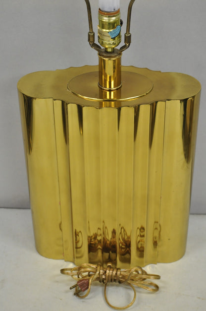 Vintage Paul Hanson MCM Hollywood Regency Burnished Brass Fluted Table Lamp