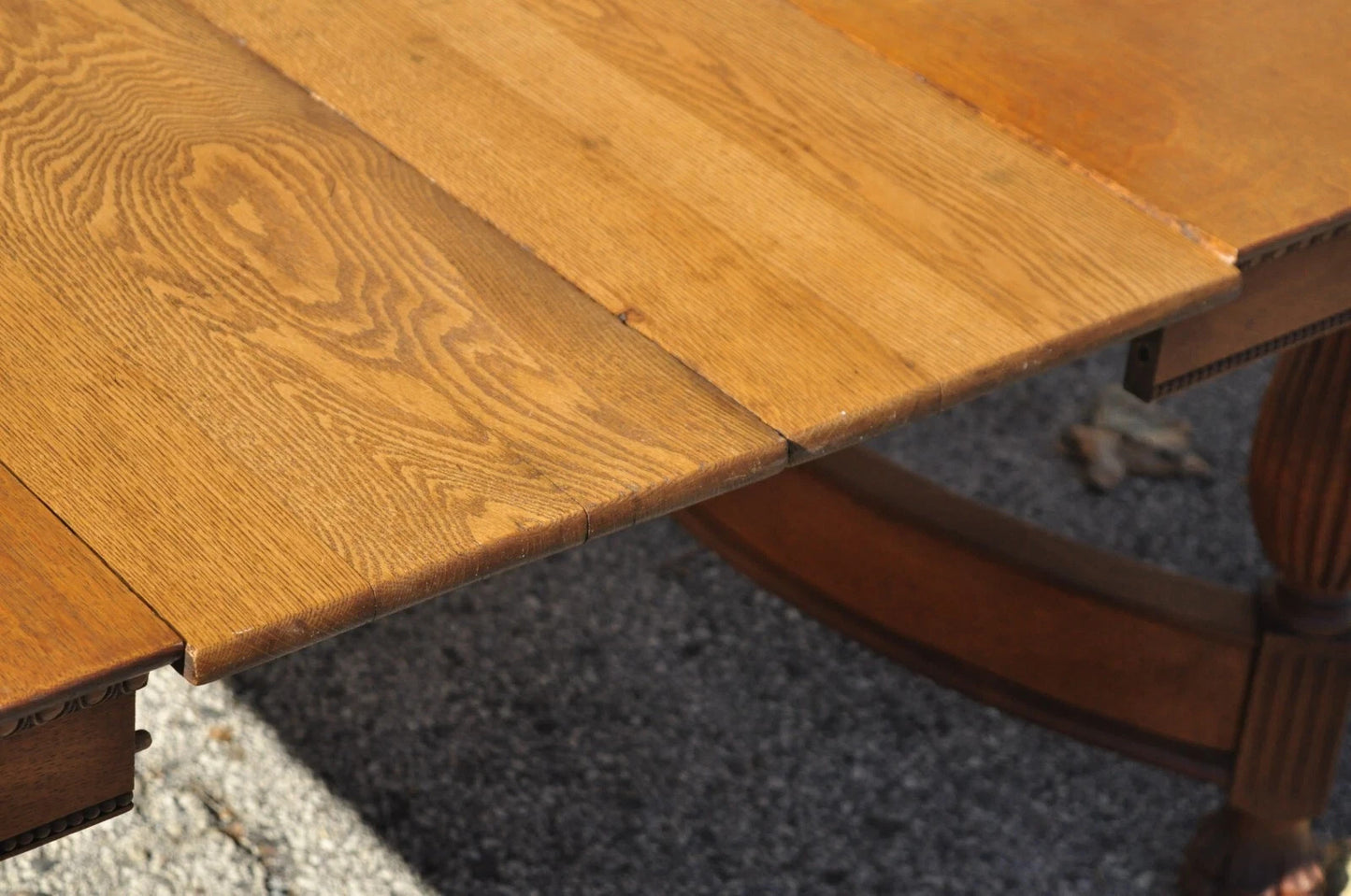 Antique Victorian Quarter Sawn Golden Oak 48" Square Dining Table with 2 Leaves