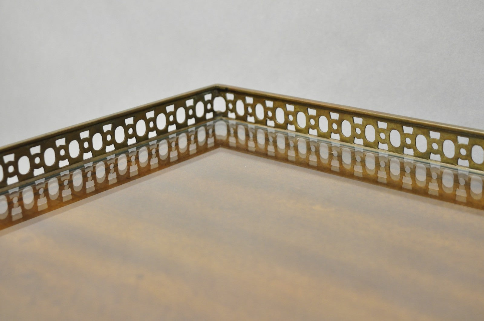 Maitland Smith Mahogany Regency Style 3 Drawer Writing Desk w/ Brass Gallery