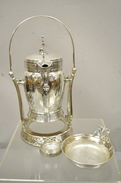 Antique Wilcox Silver Plated Victorian Ornate Tilt Stand Water Lemonade Pitcher