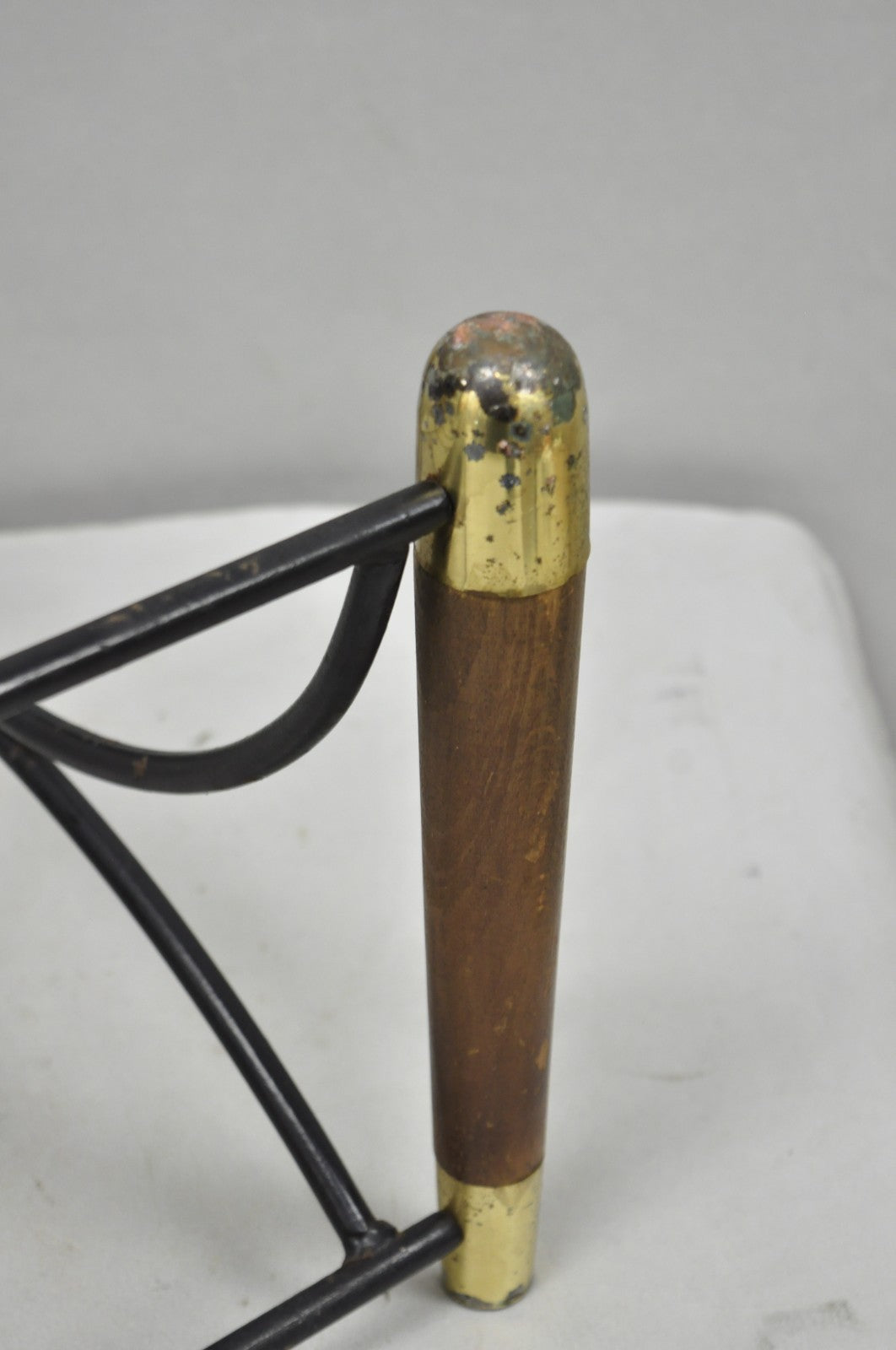 Mid Century Modern Wood & Wrought Iron Magazine Rack Fireplace Log Holder