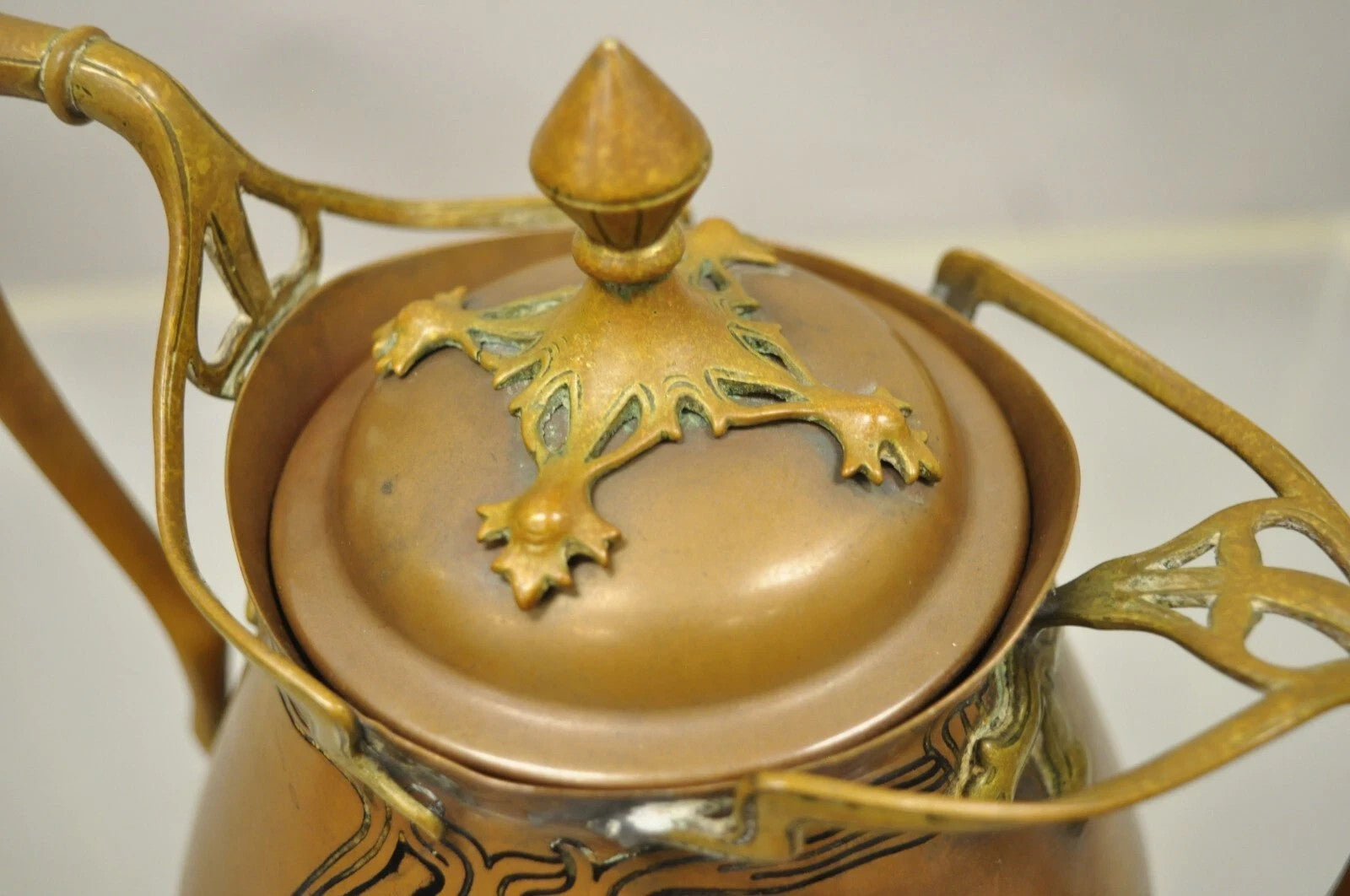 Carl Deffner Copper German Art Nouveau Thistle Tea Set - 4 pc Set