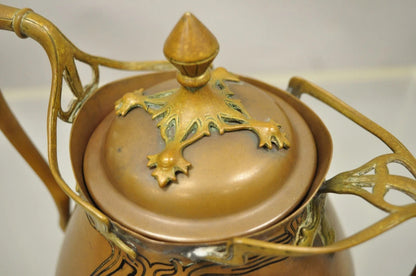 Carl Deffner Copper German Art Nouveau Thistle Tea Set - 4 pc Set