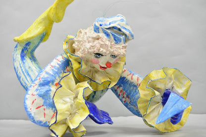 Vintage Jeanne Valentine Style Papier Mache Hanging Acrobat Clown Sculpture