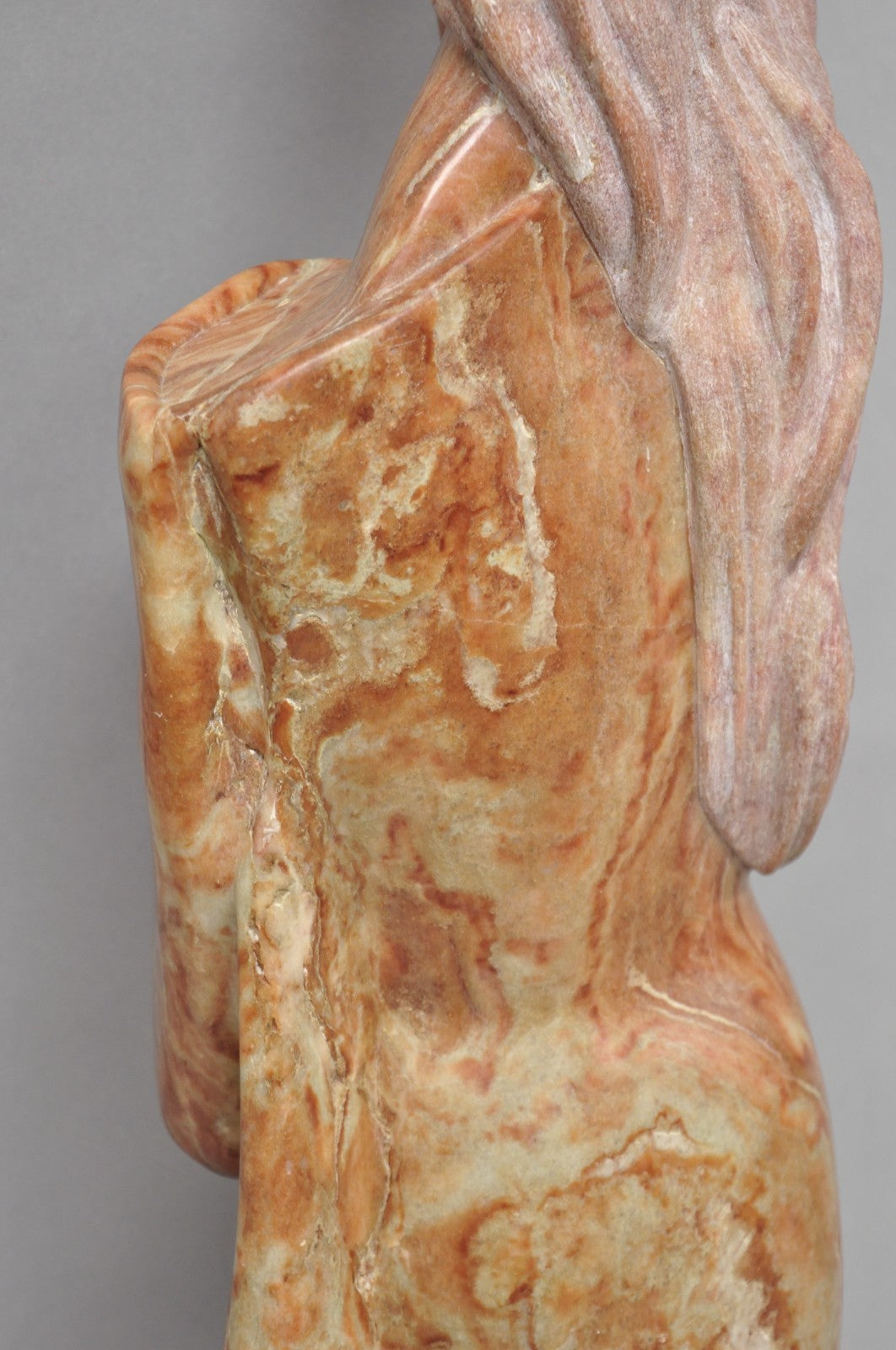Vintage Seymour Shuren Modern Carved Pink Marble Tall Woman Figure Sculpture