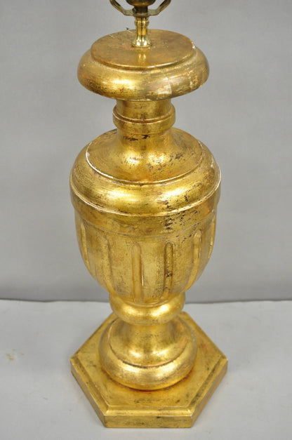 Vintage Italian Neoclassical Style Gold Giltwood Empire Urn Form Table Lamp