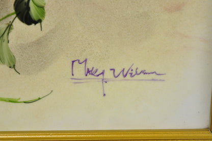 Mary Wilson French Hand Painted Porcelain Plaque Pink Rose Flower Painting (B)