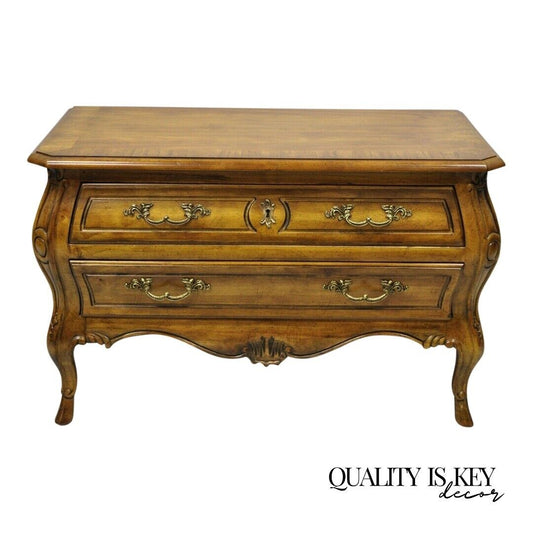 Drexel Heritage French Provincial Fruitwood Bombe Low Commode Nightstand