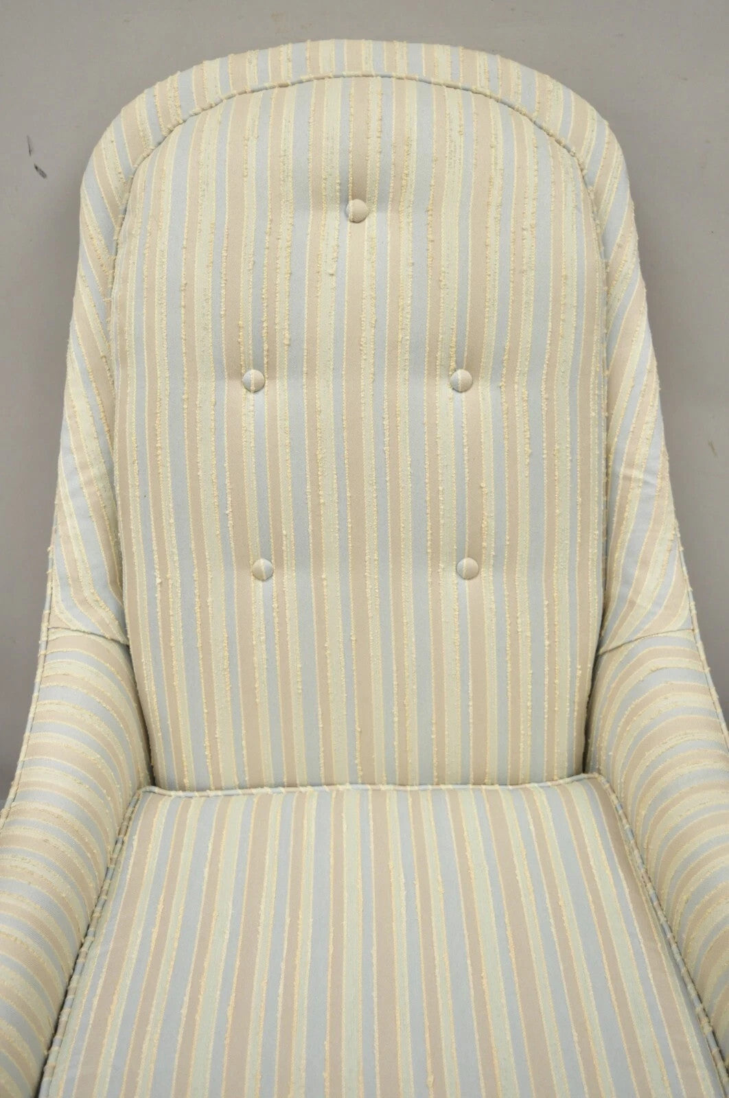 Mid Century Modern Milo Baughman Style Wooden Swivel Base Club Lounge Chair