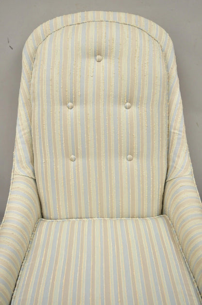 Mid Century Modern Milo Baughman Style Wooden Swivel Base Club Lounge Chair