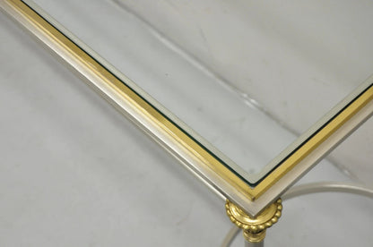 Neoclassical Directoire Maison Jansen Style Steel & Brass Console Sofa Table