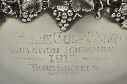 Victorian Silver Plated Grapevine Repousse 1913 Mohawk Golf Club Award Punchbowl