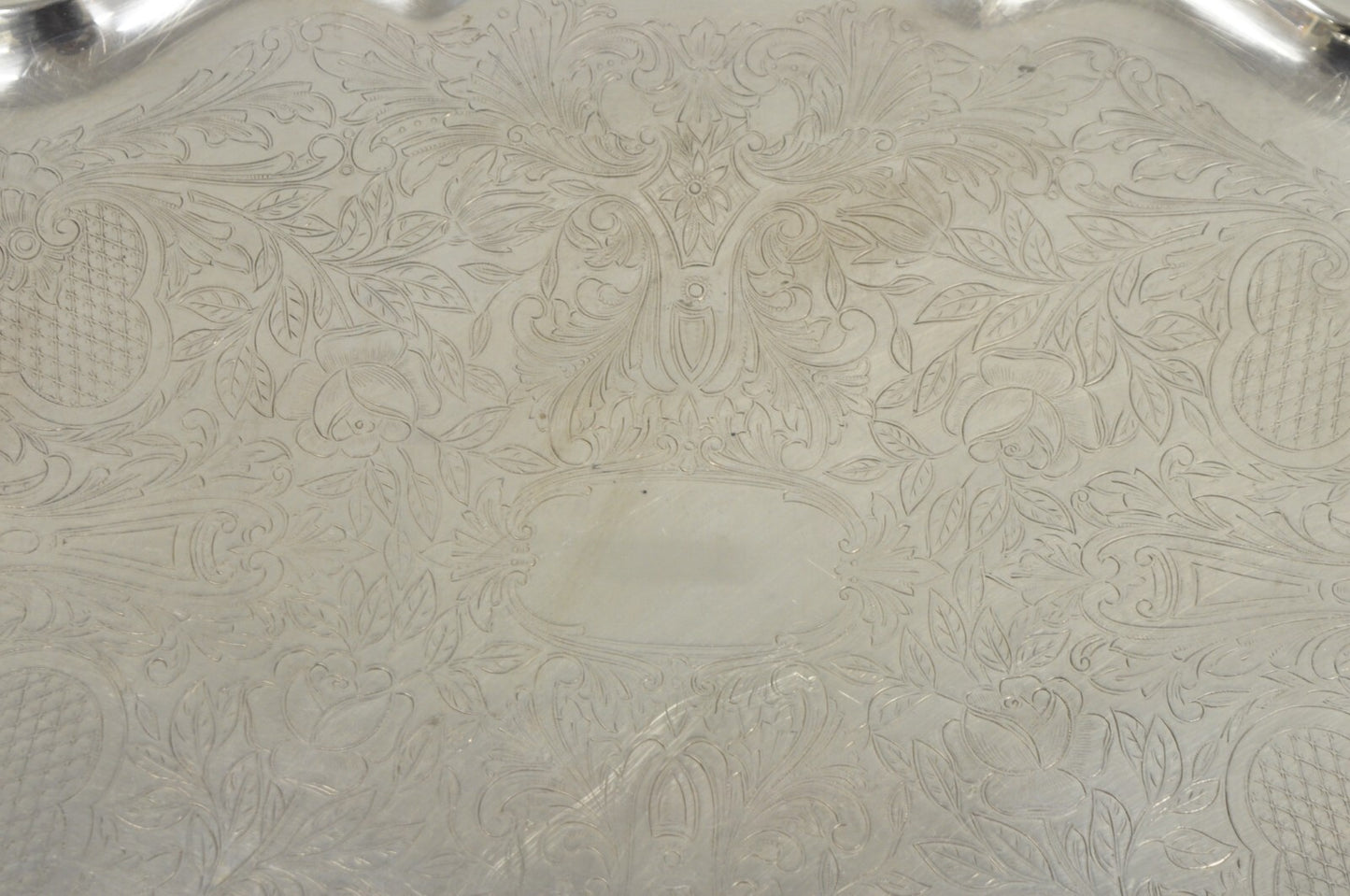 Antique Wallace Baroque Large 28" Silver Plated Serving Bar Tray w/ Handles